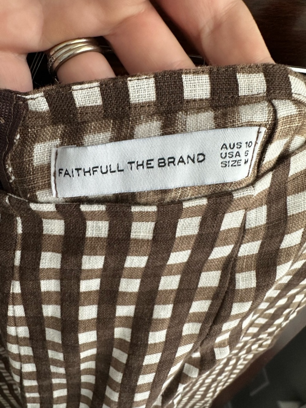 Faithfull the Brand Brown and White Gingham Wide-Leg Pants - Picture 2 of 7
